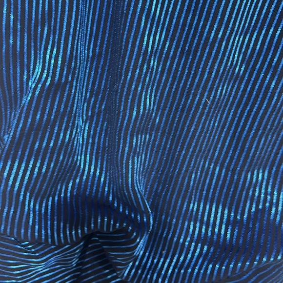 Vintage 80’s Valley Girl Style Mini Dress Black with Shiny Blue Stripes Sz 6 - Picture 14 of 14